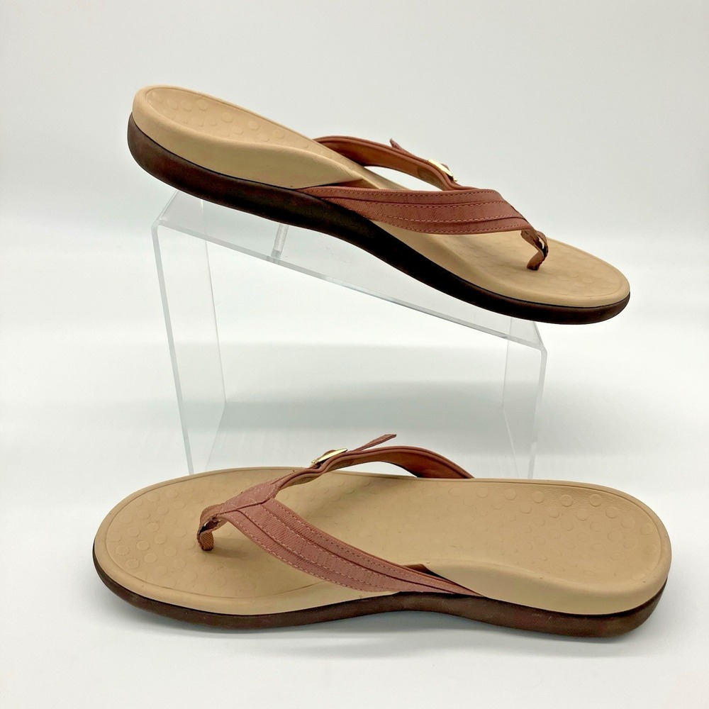 Vionic Sandals Women‎ 12 Patty Mauve Pink Thong Orthotic Flip Flop Buckle Accent